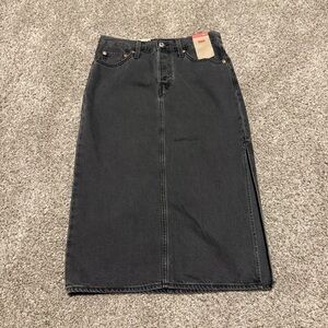 Levi's Black Denim Midi Skirt w/ Slit
